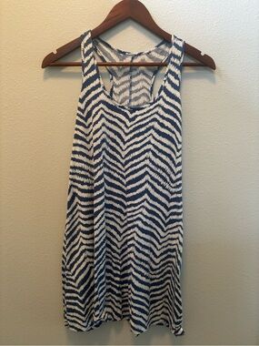 Lilly Pulitzer Blue and White Zigzag Racerback Tank Dress - size XS